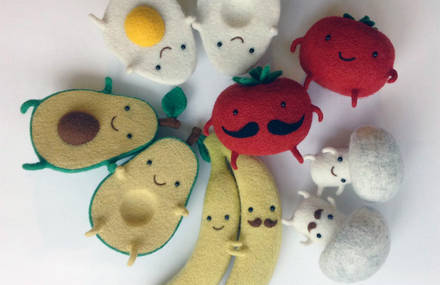 Cute Food Wool Sculptures