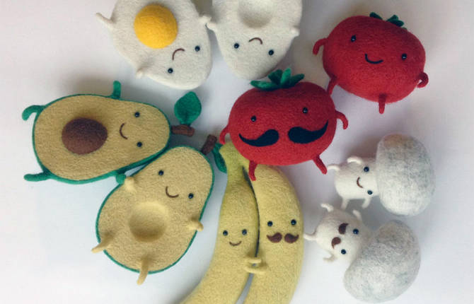 Cute Food Wool Sculptures