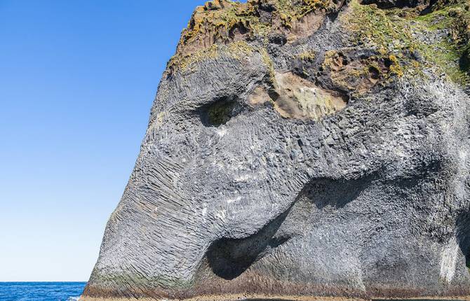 Naturally Erupted Elephant Rock in Iceland