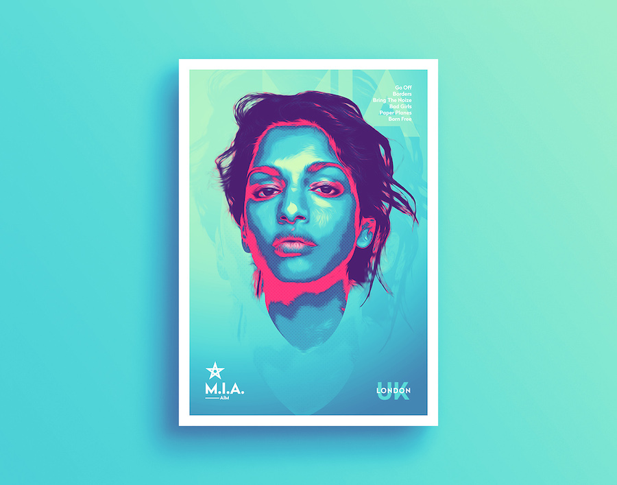 Great Digital Neon Portraits of Famous Artists-7