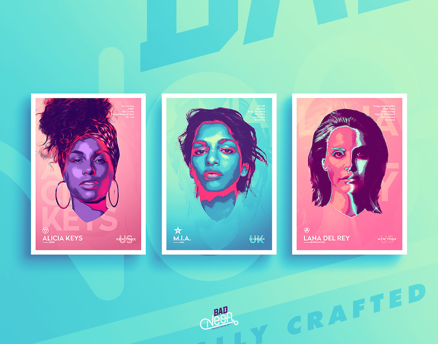 Great Digital Neon Portraits of Famous Artists-8