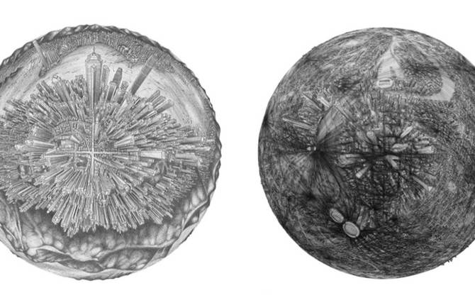 Illustrations of Detailed Cities On Globes