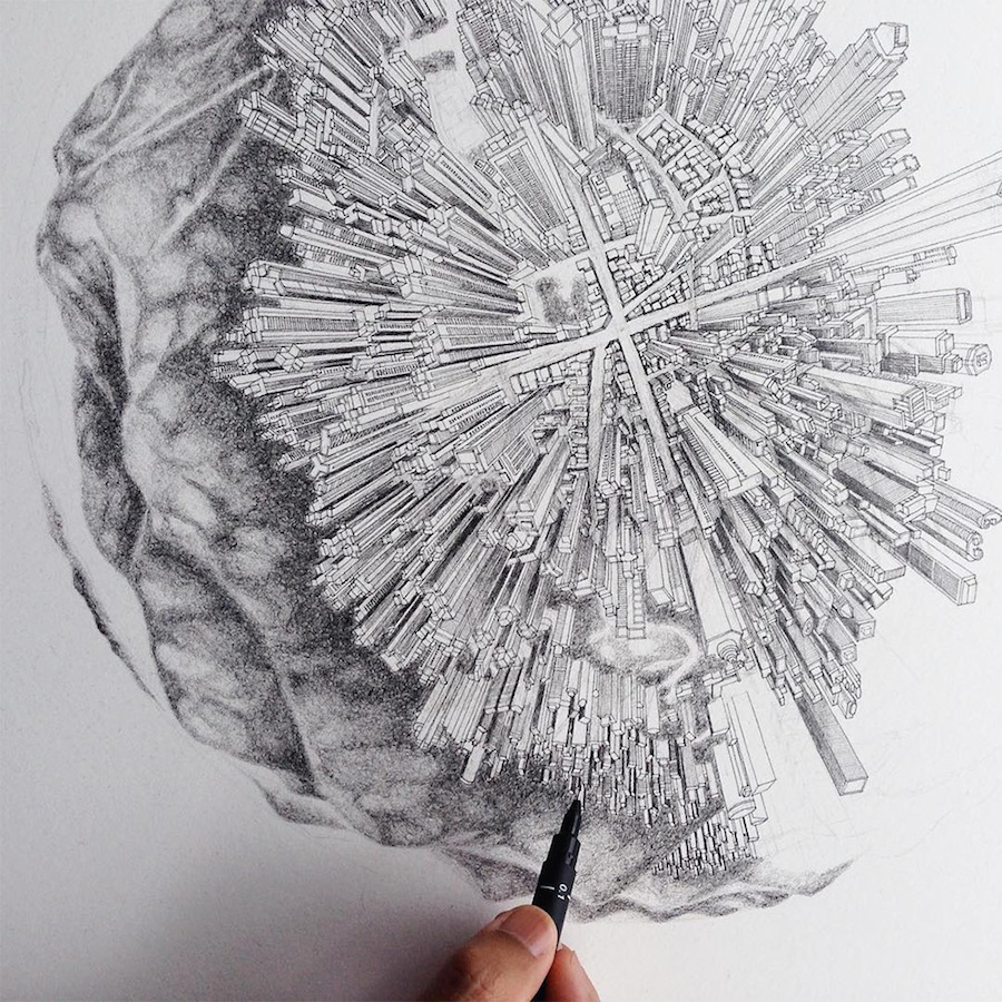 Illustrations of Detailed Cities On Globes-2