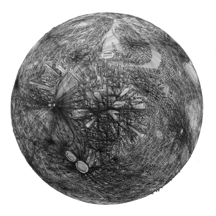 Illustrations of Detailed Cities On Globes-4