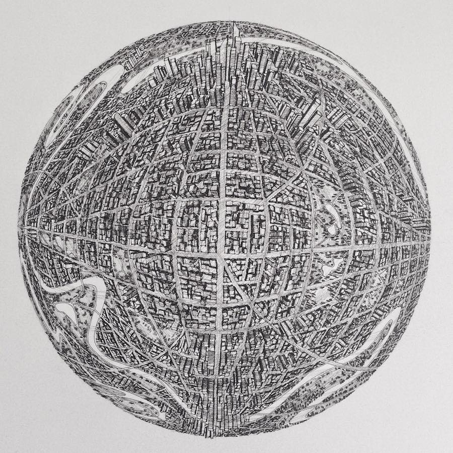 Illustrations of Detailed Cities On Globes-6