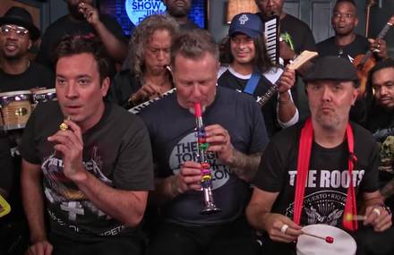 « Enter Sandman » by Jimmy Fallon, Metallica & The Roots with Classroom Instruments