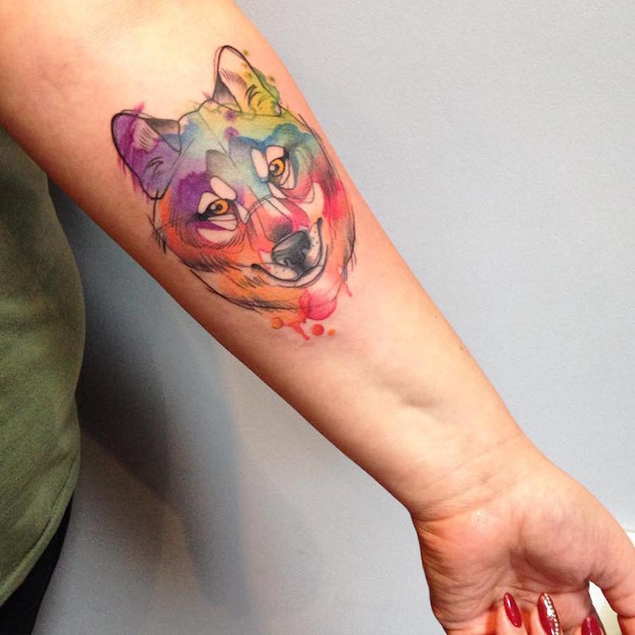 Animal Tattoos Add Bright Pops of Color to Sketchlike Tattoo Animals