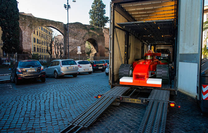 Surrealist Scenes with LEGO Vehicles in the Streets