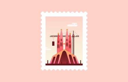 Colorful Animated Stamps of Cities