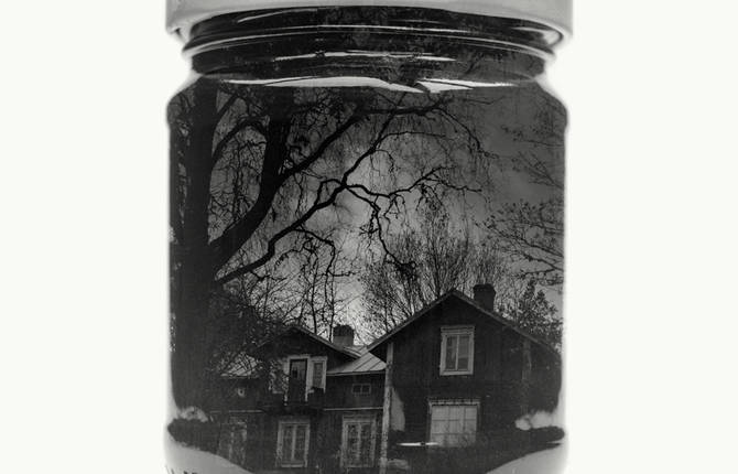 Poetic Black and White Landscapes in Glass Pots