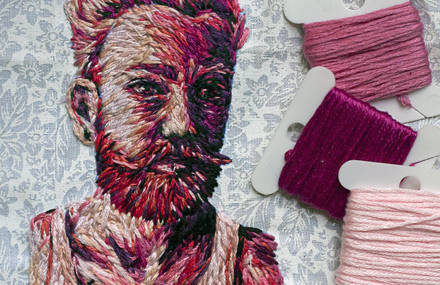 Colorful Intimate Embroidered Portraits
