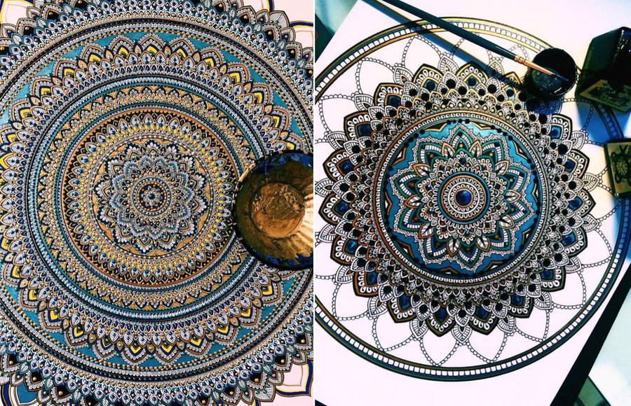 Intricate Mandalas Enhanced with Gold Leaf