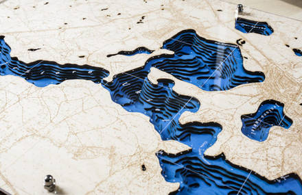 Stunning 3D Laser Engraved Lake Maps From Wood and Aluminium