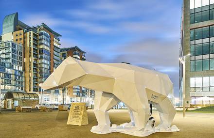 Giant Aluminium Polar Bear Statue in Manchester