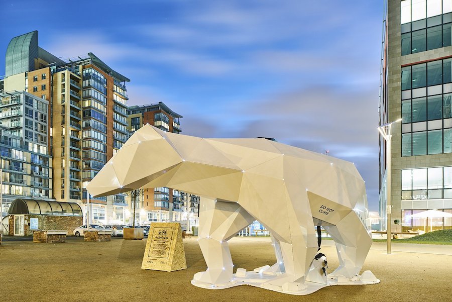 Giant Aluminium Polar Beat Statue in Manchester-0