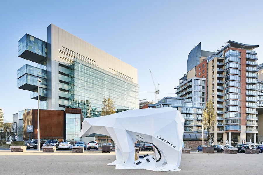 Giant Aluminium Polar Beat Statue in Manchester-3