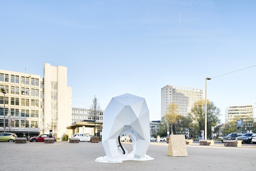 Giant Aluminium Polar Beat Statue in Manchester-4