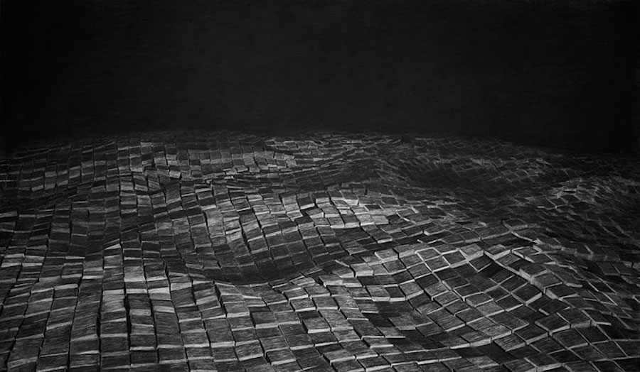 Impressive Charcoal Drawings of Geometric Spaces-5