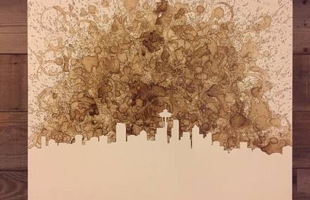 Inventive Artworks Made with Coffee on Canvas