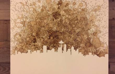 Inventive Artworks Made with Coffee on Canvas