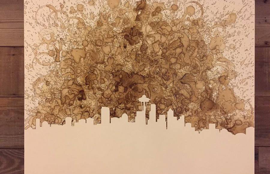 Inventive Artworks Made with Coffee on Canvas