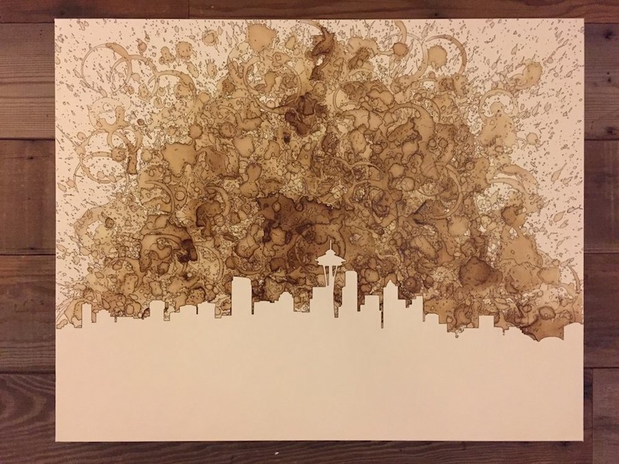 Inventive Artworks Made with Coffee on Canvas-0