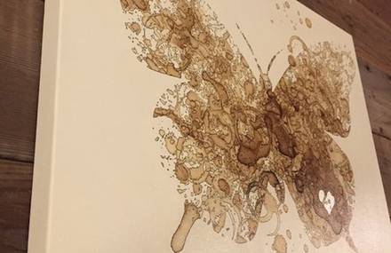 Inventive Artworks Made with Coffee on Canvas