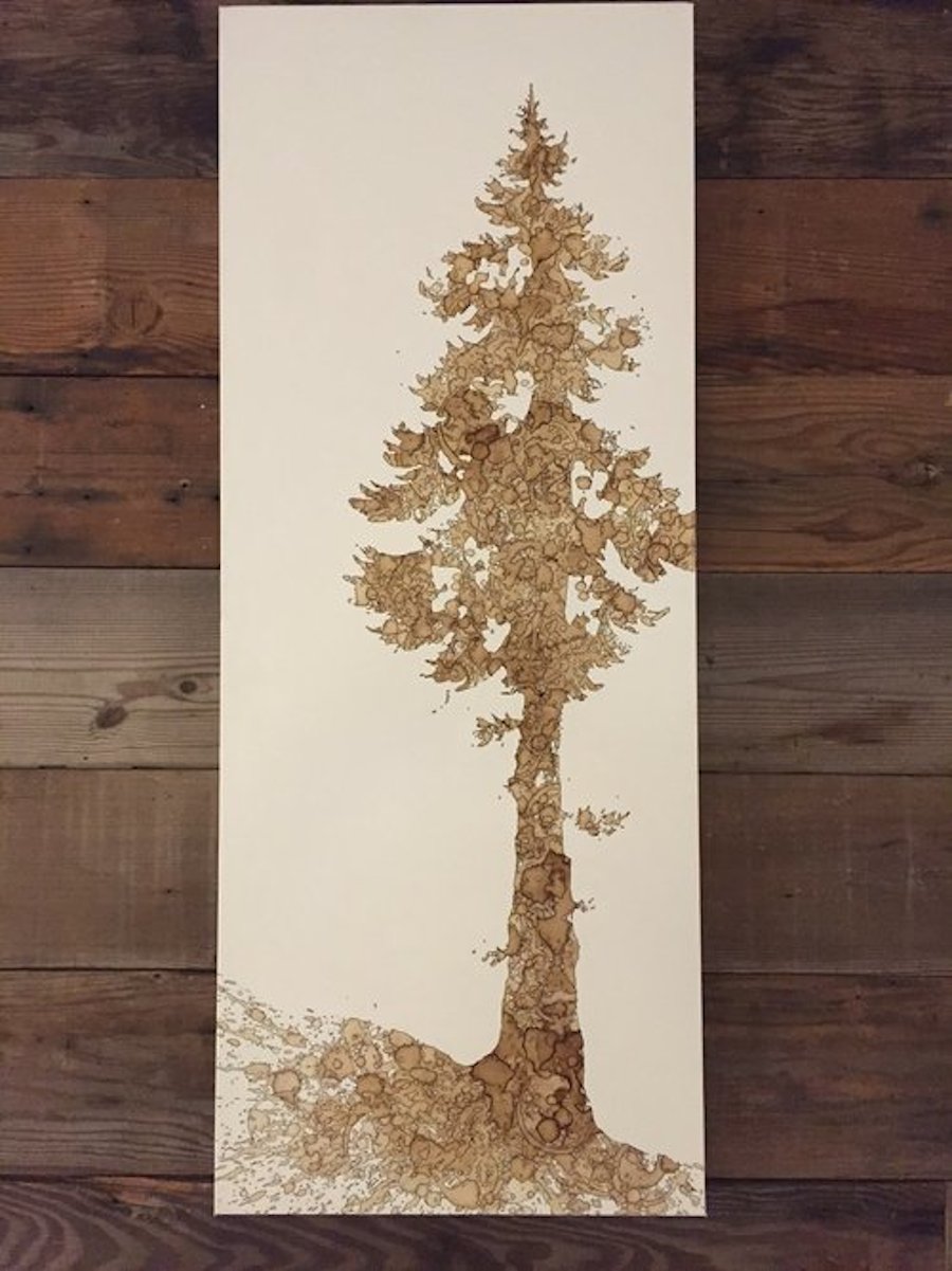 Inventive Artworks Made with Coffee on Canvas-4