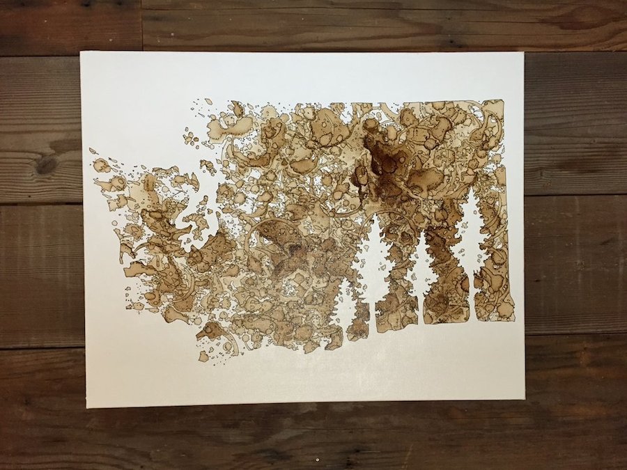 Inventive Artworks Made with Coffee on Canvas-6