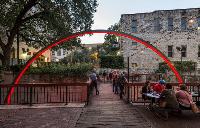Incredible Illuminated Arch Over a Foot Bridge in Texas