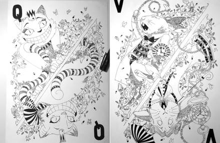 Beautiful Illustrated Card Deck Inspired by Alice in Wonderland
