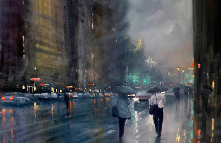 Beautiful Rain Paintings by Mike Barr