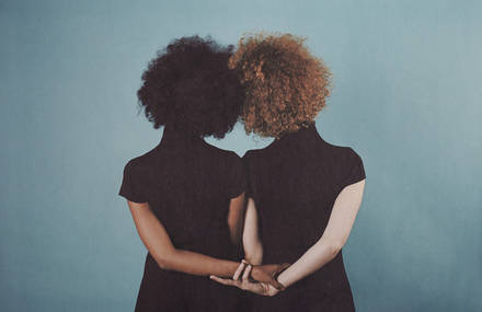 Conceptual Afro-haired Twins photographs by Alma Haser