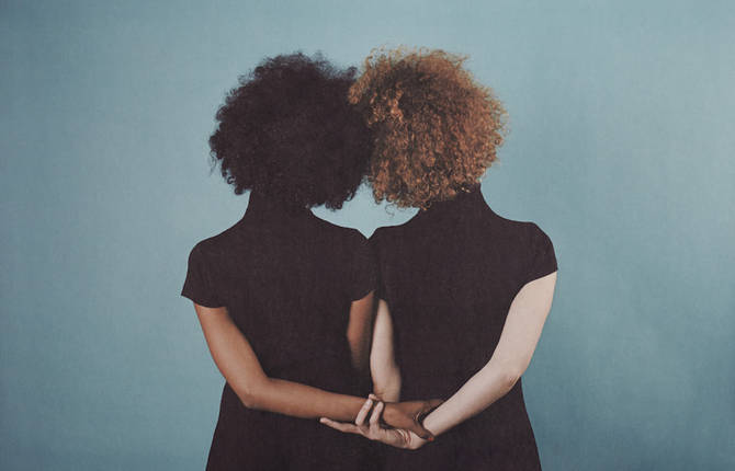 Conceptual Afro-haired Twins photographs by Alma Haser
