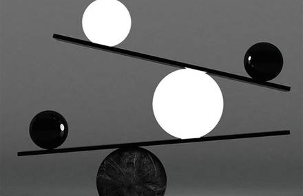 Black & White Balance Lamp by Victor Castanera
