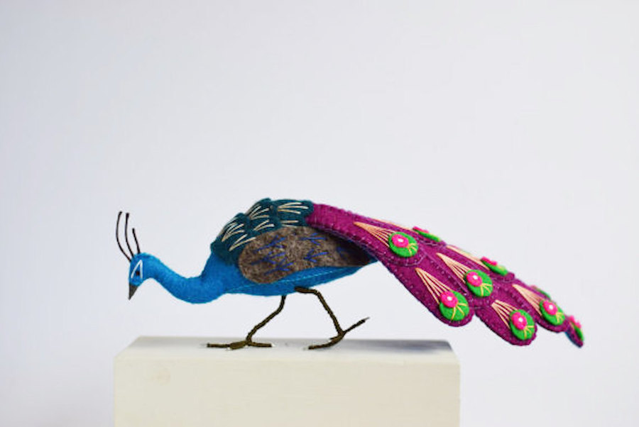 Colorful Handcrafted Peacocks by Jill Ffrench-1
