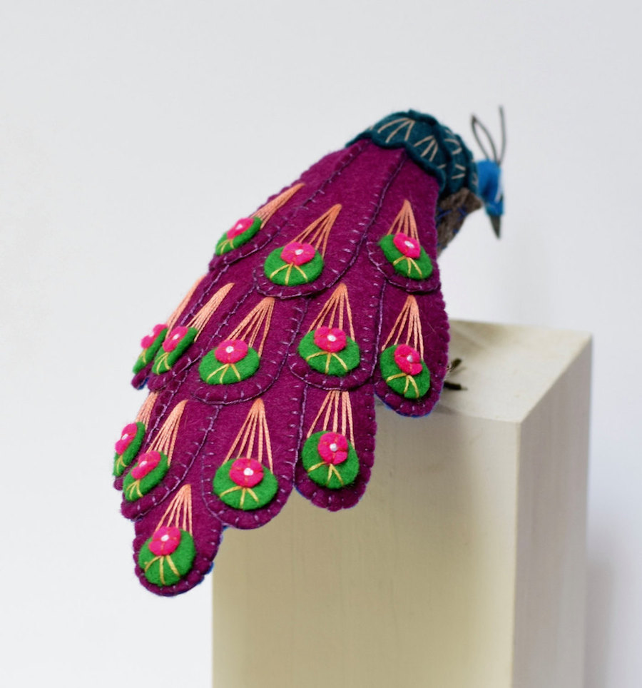 Colorful Handcrafted Peacocks by Jill Ffrench-17