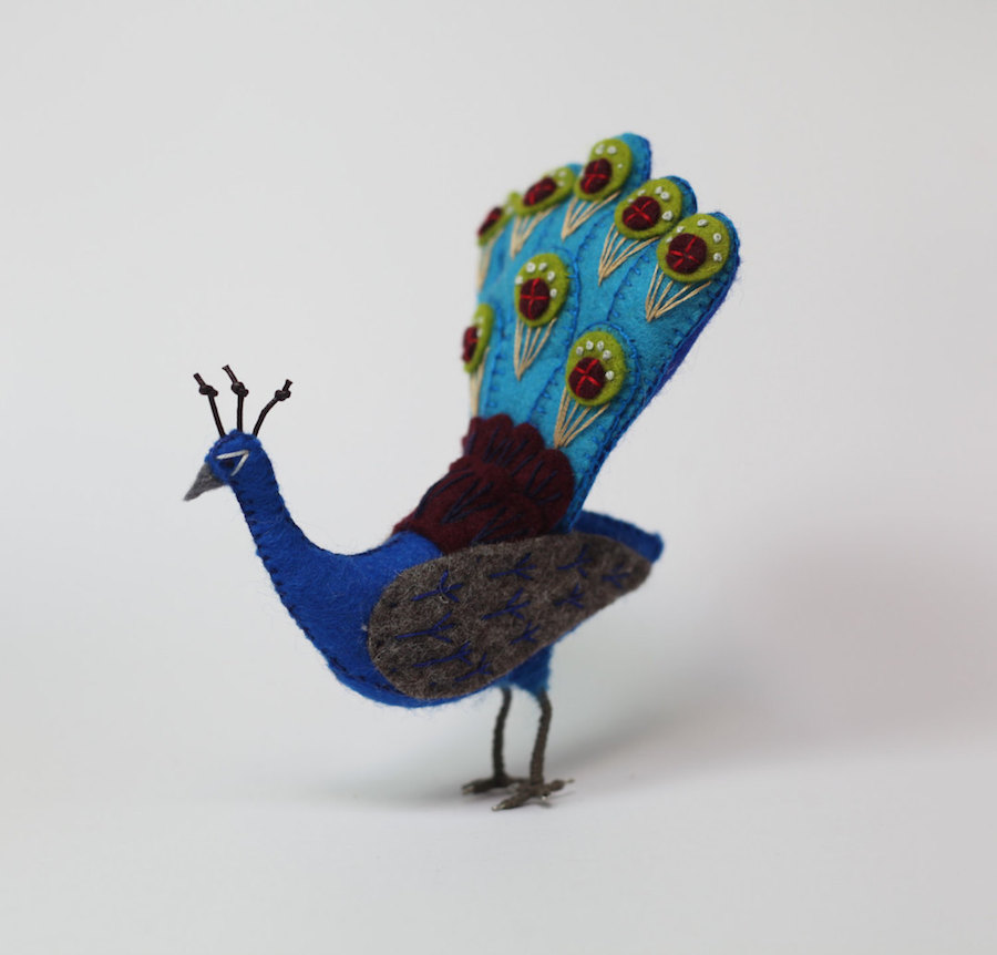 Colorful Handcrafted Peacocks by Jill Ffrench-5