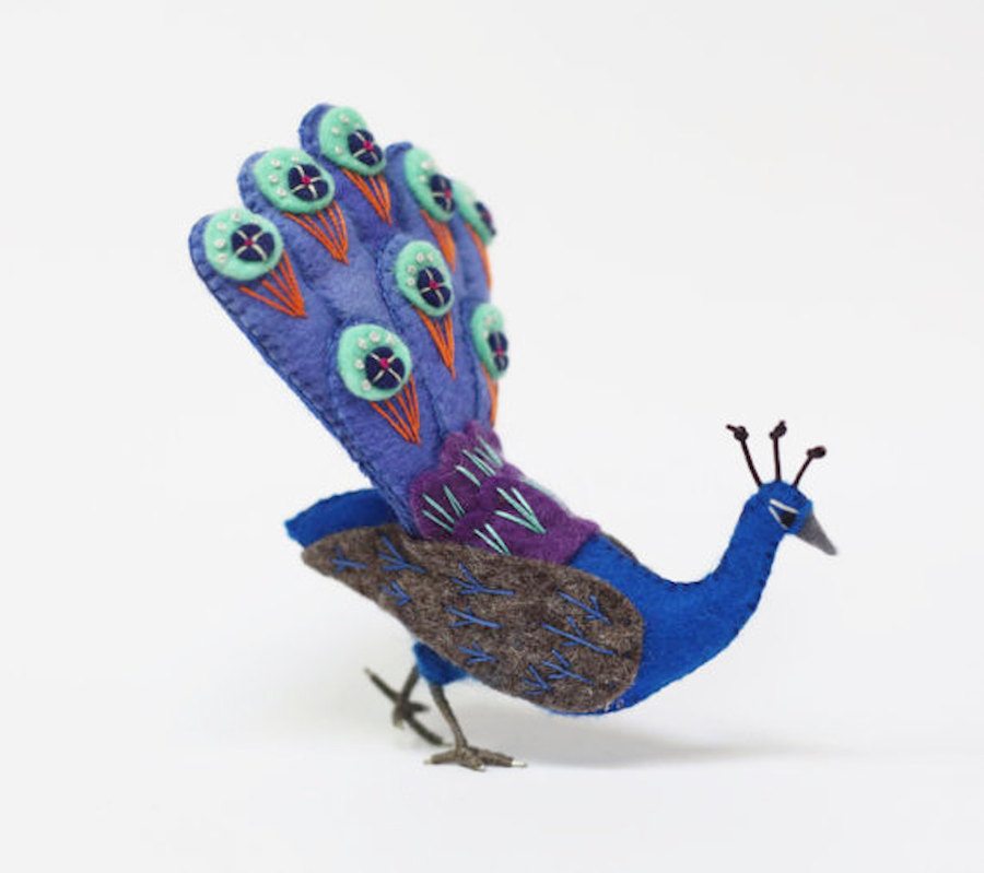 Colorful Handcrafted Peacocks by Jill Ffrench-6