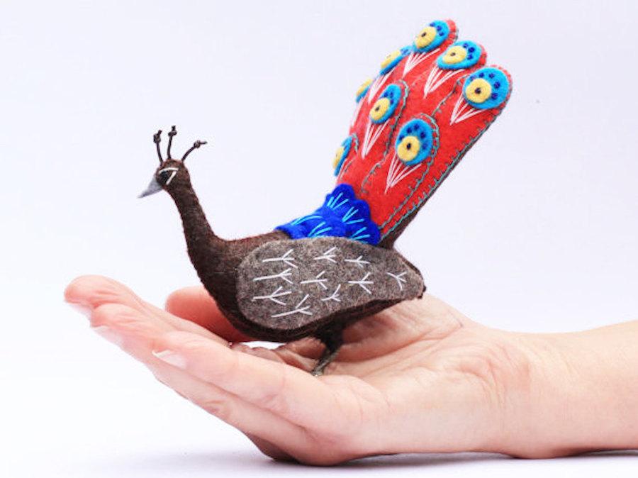 Colorful Handcrafted Peacocks by Jill Ffrench-7
