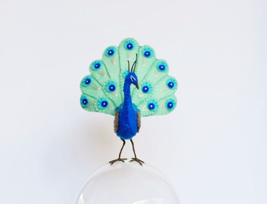 Colorful Handcrafted Peacocks by Jill Ffrench-8