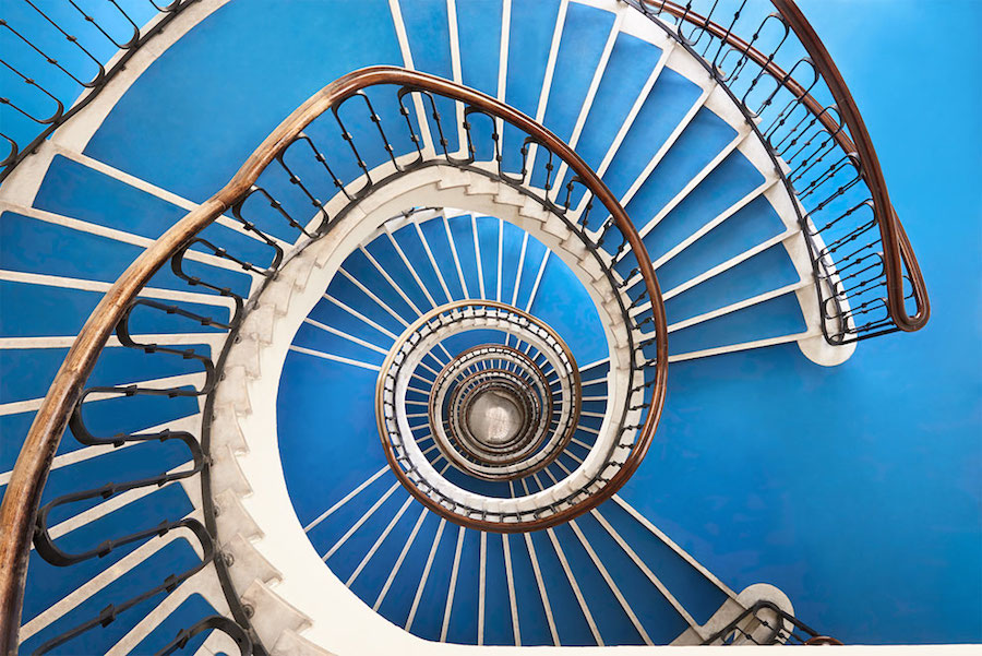 Spiral and Geometric Staircases Shot From Above-1