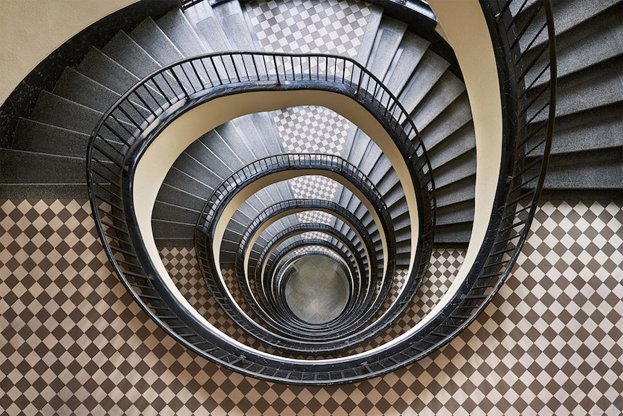 Spiral and Geometric Staircases Shot From Above-4
