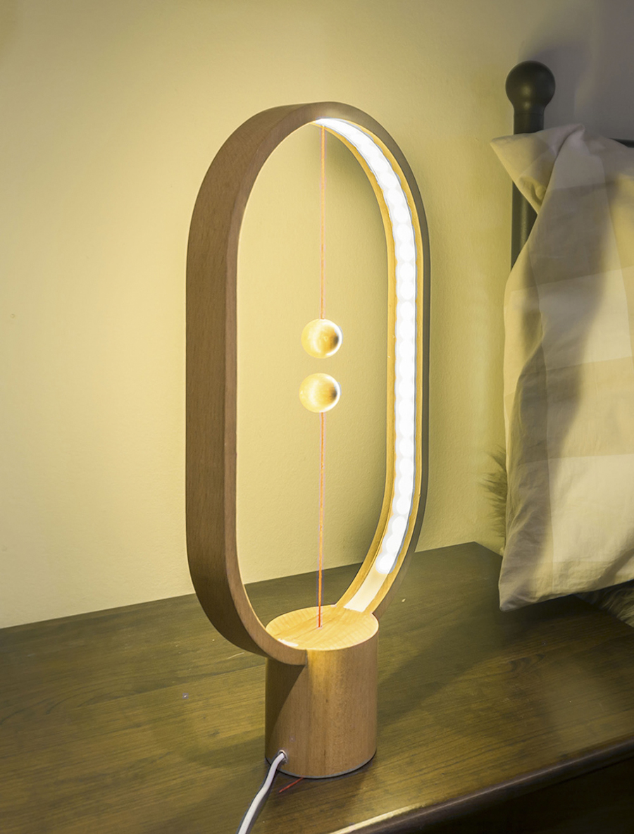 Stylish Wooden Lamp with Levitating Switch-3