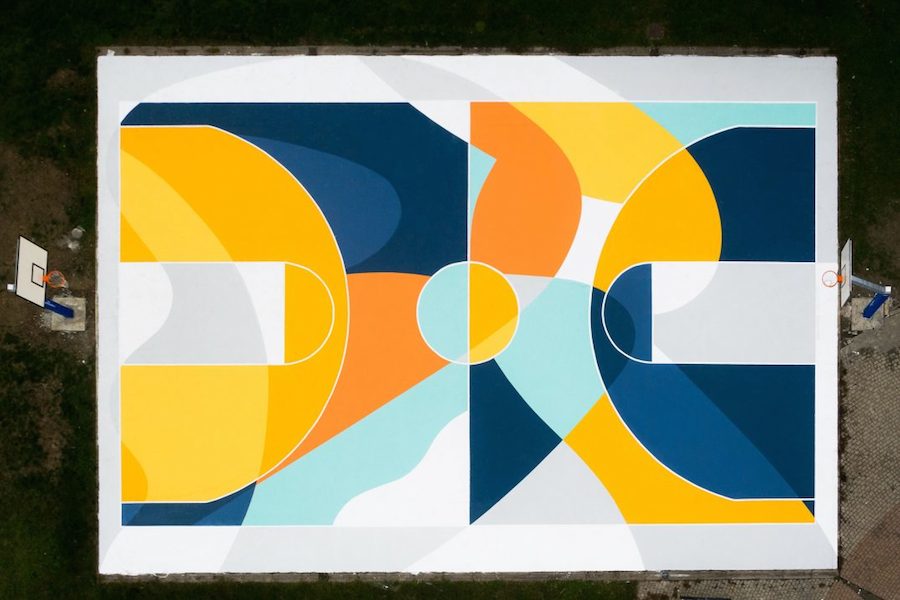 Superb Multicolored Basketball Court in Italy by GUE-0
