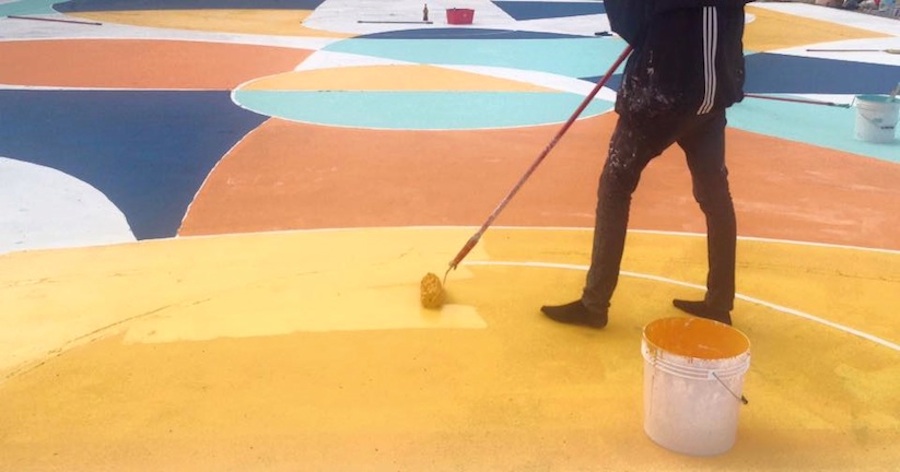 Superb Multicolored Basketball Court in Italy by GUE-8