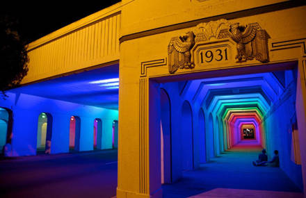 Rainbow Light Tunnel in Birmingham