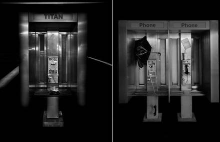 Empty Phone Boxes in Black and White