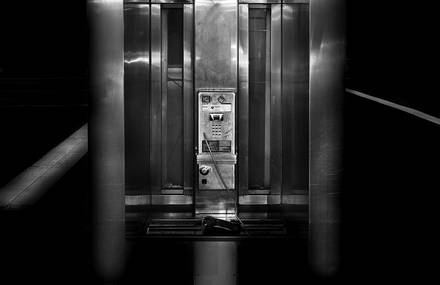 Empty Phone Boxes in Black and White