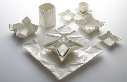 Creative Origami-Shaped Ceramic Tableware and Glasses